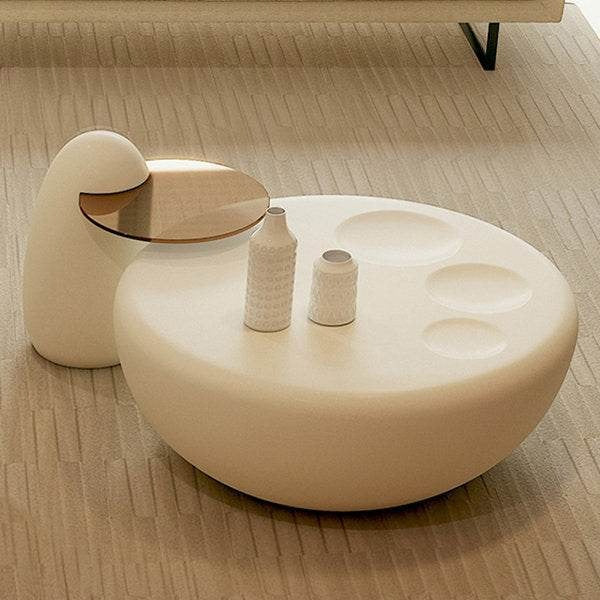 Modern coffee table with unique design on a wooden floor