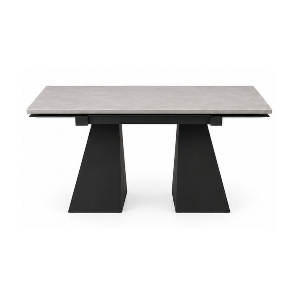 Table with concrete top and black legs on a white background
