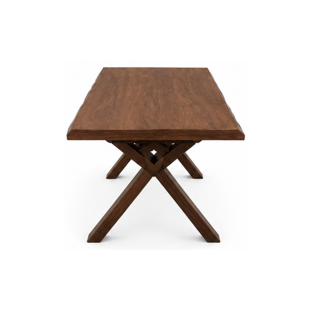 Wooden dining table with a white background